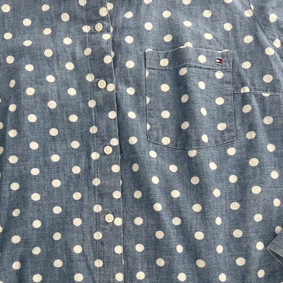 Tommy Hilfiger Long Sleeve Button UP Chambray Blue & Polka Dots XXL - Picture 6 of 7